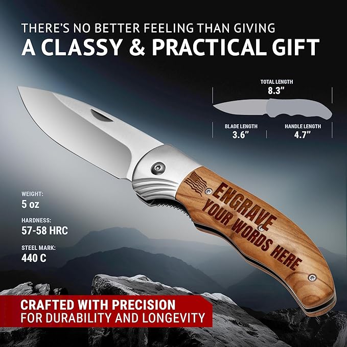 Custom Knife for Men and Women - Personalized Idea Gifts - Engraved Gifts for Dad Husband Boyfriend Wife Girlfriend - Customized Pocket Knives for Birthday - Best Unique Present 6651 PS 2V
