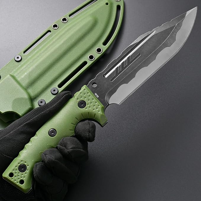 GTK8 Fixed Blade Knife DC53 Steel Blade Full Tang Nylon Fiberglass Handle EDC Tool Fixed Knifes for Outdoor Camping Hunting(green)
