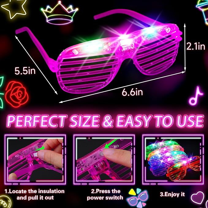 180 PCS Light Up Glasses, Glow In The Dark Party Supplies, LED Glasses, Glow Glasses, Glow In The Dark Glasses for Kids and Adults, Neon Glasses for Glow Party, Wedding, Birthday, Halloween