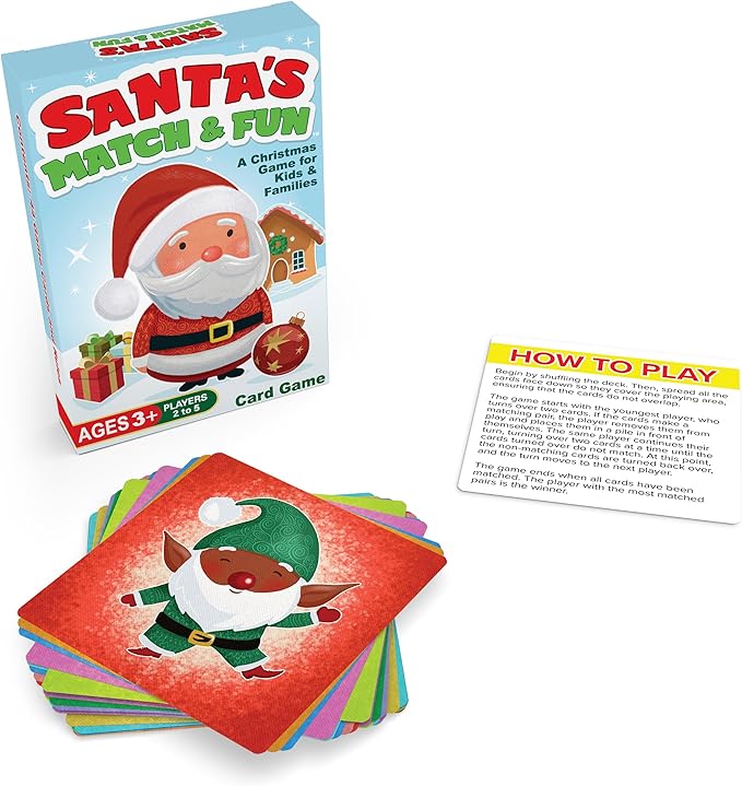 Santa?™s Match & Fun ??Christmas Matching Game for Toddlers Ages 3-5 & Kids 4-8 | Family Game Night Activities, Stocking Stuffer Gift Idea