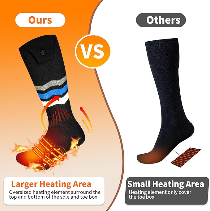 Heated Socks, Heated Socks for Men Women with APP Control, 8000mAh Rechargeable Electric Up to 10 Hours Washable Winter Warm Socks Foot Warmer for Skiing Cycling Camping