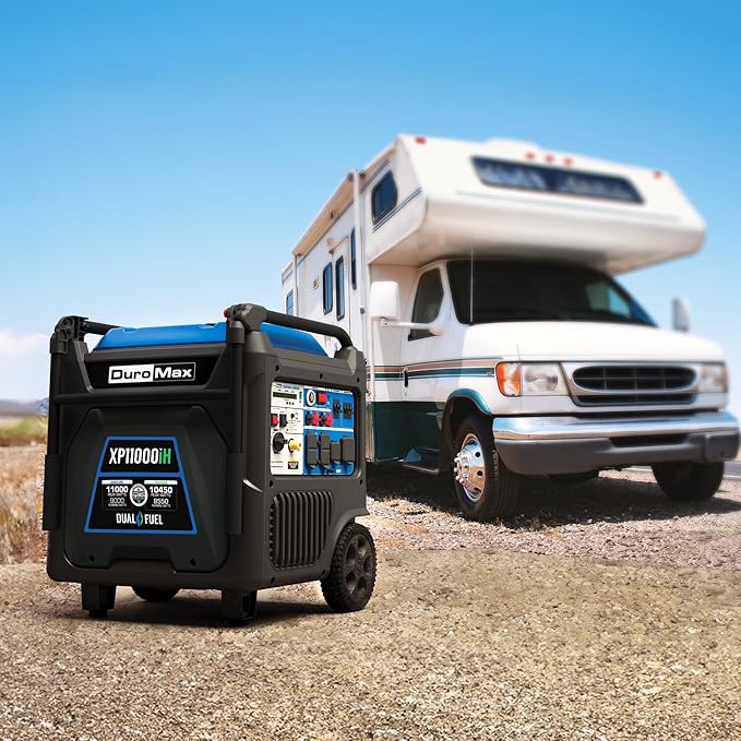 DuroMax XP11000iH 11,000-Watt Dual Fuel Portable Digital Inverter Generator - Gas & Propane, Remote Electric Start, Transfer Switch Ready, RV & Emergency Ready