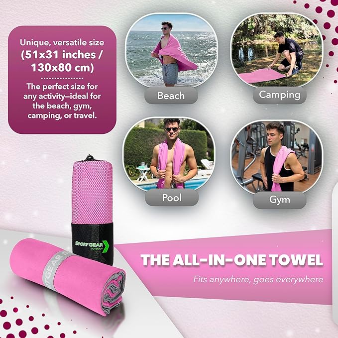 Quick Dry Camping & Travel Towel-Microfiber Travel Sports Towel, Microfiber Beach & Gym Sweat Towels For Men & Women Body, Travel Towels Fast Drying Lightweight, Quick Dry Towels For Travel