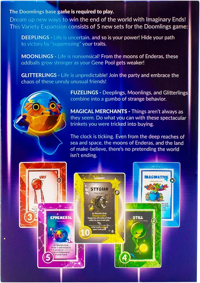 Doomlings Card Game: Imaginary Ends Expansion - Collectible Mystery Holofoils Gold Pack | Strategy Game for Kids, Teens & Adults | 2-6 Players, Ages 7+ (5-in-1 Imaginary Ends)