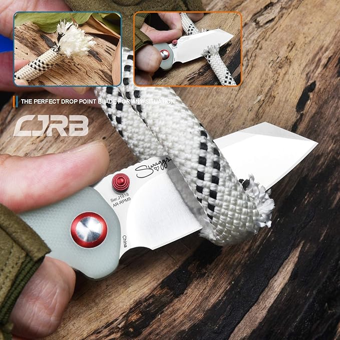 CJRB Maileah Pocket Knife with 2.39?™â€?AR-RPM9 Powder Steel Blade Folding Knife with G10 Handle Tactical Knife EDC Knife Pocket Knife for Men Ideal for Outdoor Survival Camping Hunting, 1918 Natural Green