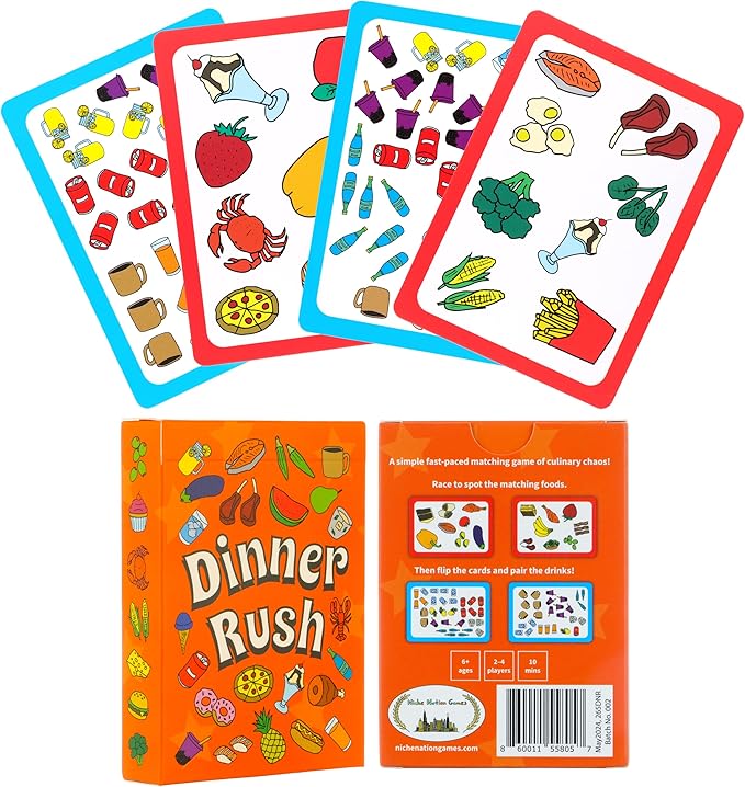 Dinner Rush Award-Winning Game - Pocket-Sized Kids Restaurant Activities - 2-in-1 Picture and Quantity Matching - Smart Card Games - Restaurant Games for Kids Ages 4-8