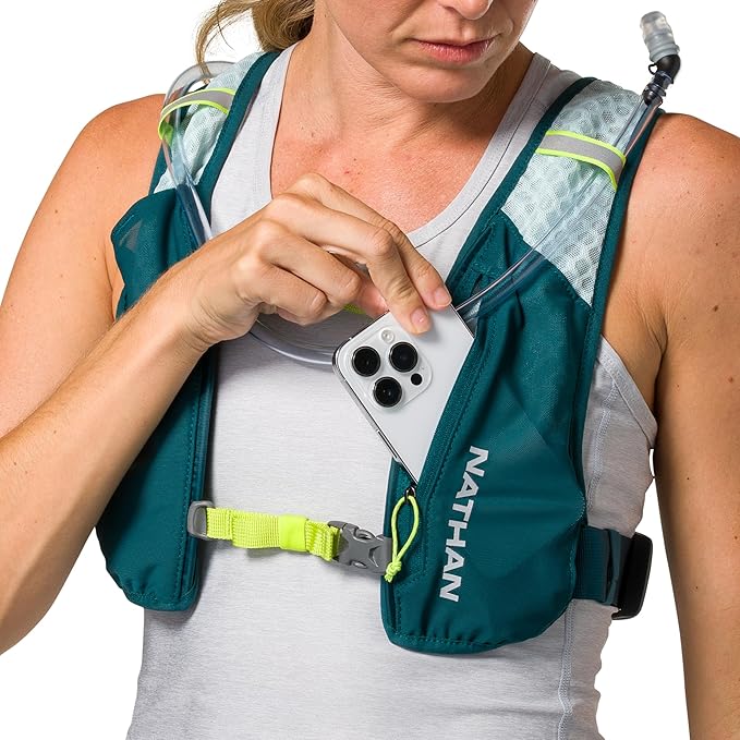 Nathan QuickStart 1.5L Hydration Pack Vest with Bladder or flasks, Storage Pockets, Breathable Moisture-Wicking Fabric, Adjustable Straps for Running, Hiking, Walking, Marathons, Obstacle Races