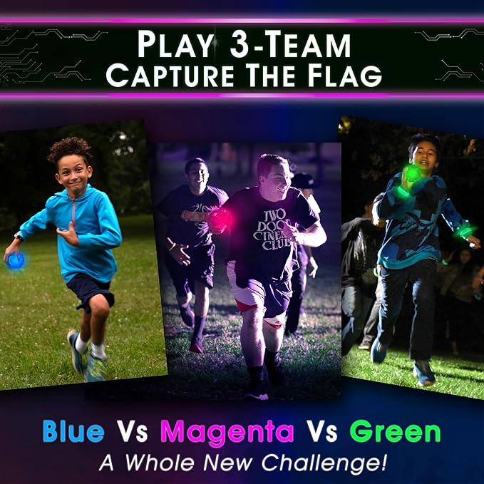 Starlux Games Capture The Flag Redux: Magenta 3-Team Expansion | Add 4 Players & 1 Extra Team | Glow in The Dark Games | Light Up Sports Toys for Kids and Teens | Outdoor Gifts for Girls 8-12