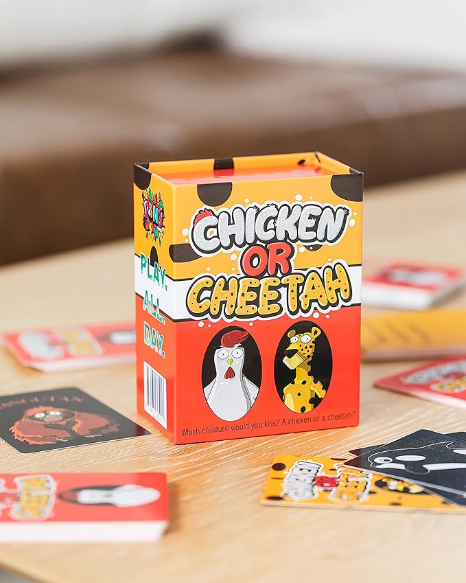 Chicken or Cheetah - A New Family Card Game Where Kooky Answers Keep The Laughs Coming! for Ages 4 to 104. Which Creature's Teeth Would You Brush? A Crocodile or a Piranha?