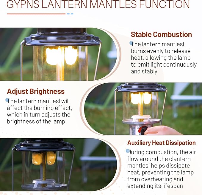 10 Pcs String Tie Lantern Mantles for Coleman - with Lantern Pump Repair Kit Fits for Coleman Lantern Mantle Outdoor Camping Fueled Replacement and Lantern Lighting