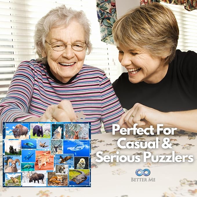 Wildlife of Our National Parks 500-Piece Puzzle - USA National Parks Jigsaw Puzzle, Animals from Acadia, Yellowstone, Zion, Arches, Crater Lake, Mount Rainier, Great National Park Gift (500 Pieces)