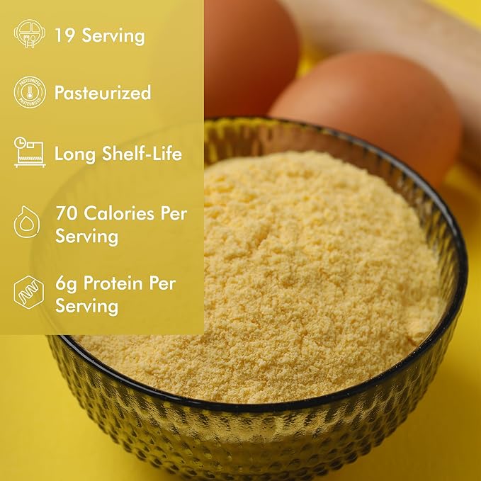 MOUNTAIN ESSENTIALS Whole Egg Crystals Pasteurized Dried Egg Powder 8 Oz Pure Natural Nutrient-Rich Whole Egg Powder For Baking, Cooking, Camping, Quick Meal Preparation Shelf Stable Food Pack of 1