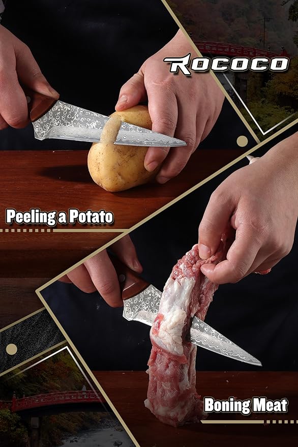 ROCOCO Boning Knife for Meat Cutting Deboning Slicing Trimming knife Fish Fillet Knife for Kitchen Camping BBQ Birthday Mothday's Day Gift 5.3"