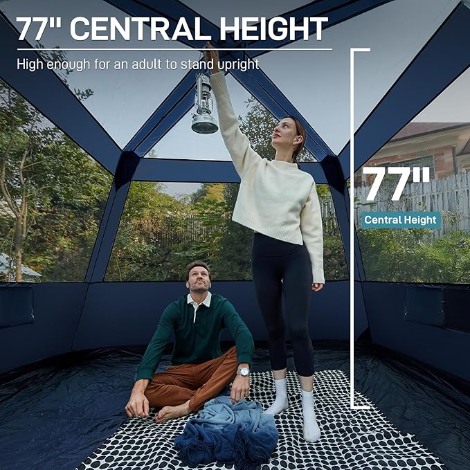 EVER ADVANCED Blackout Design 6 Person Camping Tent, Instant Cabin Tent for Family with Vestibule and Large Mesh Windows, 60s Easy Setup, Double Layer, Water-Resistant