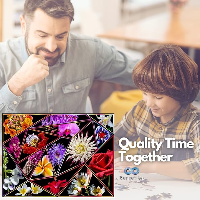 Better Me Flower Power 1000 Piece Puzzle for Adults - Flowers Jigsaw Puzzle 1000 Piece Collage