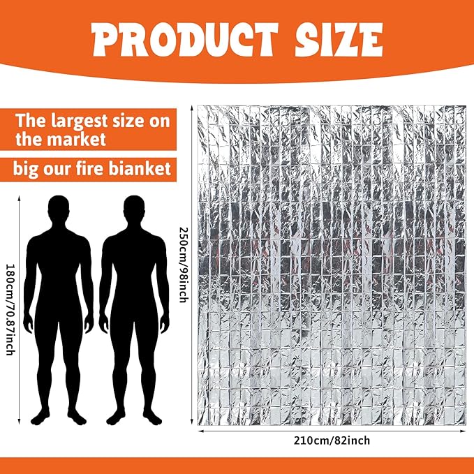 Kingdder Oversized Emergency Blankets 30 Pack 99" L x 83" W Emergency Thermal Blankets Silver Foil Survival Blanket Kit for Outdoors, Camping, Hiking, Homeless, First Aid