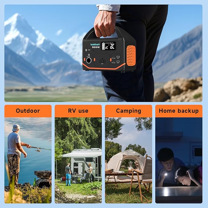 Portable Power Station, 266wh Portable Generator Camping Home Use Lithium Battery, Power Station 300W Emergency Backup with 120V Pure Sine Wave AC Outlet