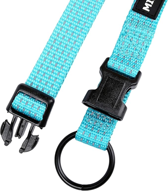Mile High Life Dog Collar, Nylon Reflective Dog Collars w Pull D-Ring, Light Weight Puppy Collars, Hanger Dog Collars for Large Dogs(Green, Small)