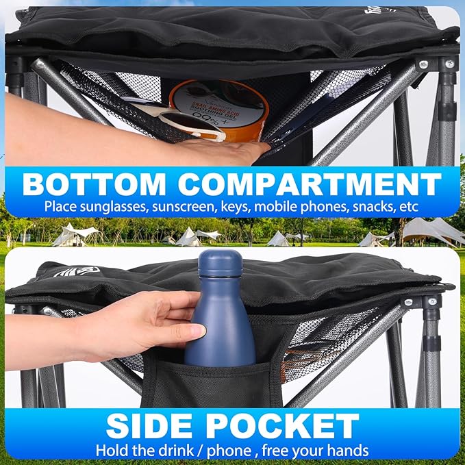 Camping Stool with Removable Padded Oversized Camping Foot Stool Ottoman 450 lbs Heavy Duty Camp Stool Camping Chair Foot Rest Foldable Footrest
