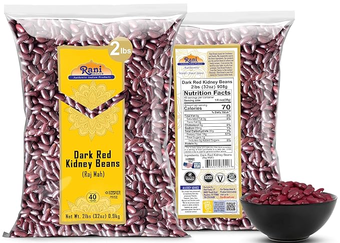 Rani Red Kidney Beans, Dark 32oz (2lbs) 908g ~ All Natural | Vegan | Gluten Friendly | NON-GMO | Kosher | Raj Mah