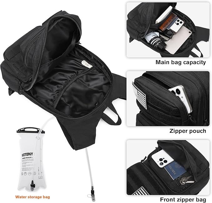 wotony Hydration Backpack with Water Bladder for Hiking Tactical Hydration Pack for Men Women Molle Water Backpack for Hiking