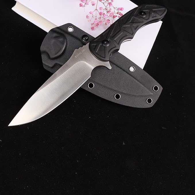 MASALONG Kni231 Full Tang Survival 9cr14mov Steel Knife With Belt Sheath For Bushcraft Camping Fixed Blade Knives