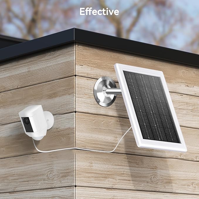 Ring Solar Panel Charger 5W Solar Panel for Security Camera Compatible for Ring Camera Waterproof Solar Panel with Type-C, Micro USB and DC Port Cable for Most Cameras