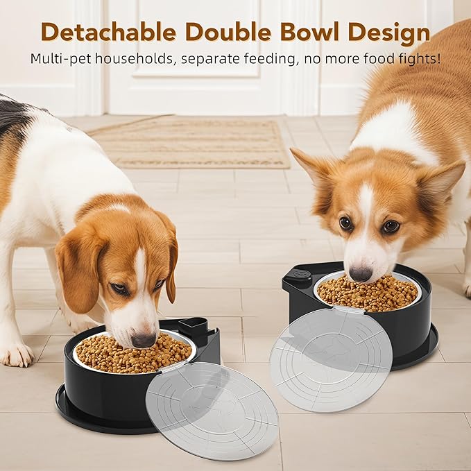 Stainless Steel Dog Bowl Set with Lids, 304 Metal Dual Food & Water Bowls for Dogs & Cats, Foldable Pet Feeder with Cover Keeps Food Fresh, Anti-Skid Dog Dish for Small/Medium/Large Pets
