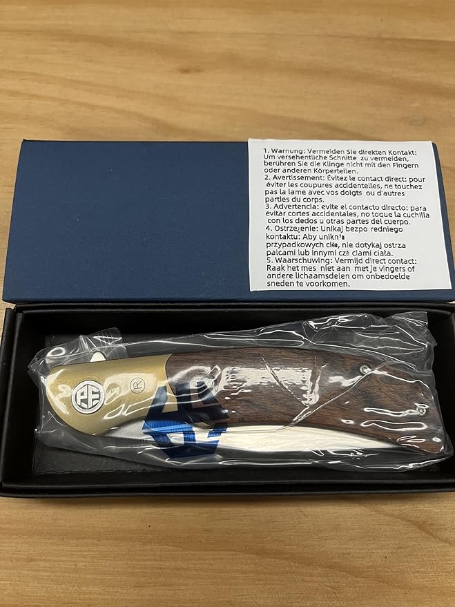 Petrified fish PFP09 Hourglass Folding Knife,3.54" K110 Steel Satin Blade, 3.88oz Titanium and Sandalwood Handle Pocket knife for Camping Outdoor EDC (Sandalwood Satin)