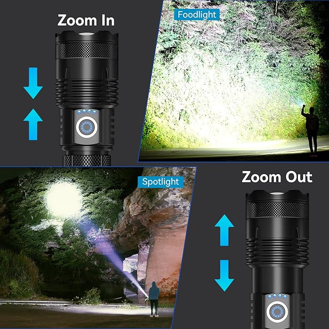 Rechargeable LED Flashlights High Lumens, 99,000 Lumens Super Bright Flashlights with 5 Modes, Waterproof Powerful Flash Light Multifunctional Flashlights for Home Emergencies Hiking(2 Pack)