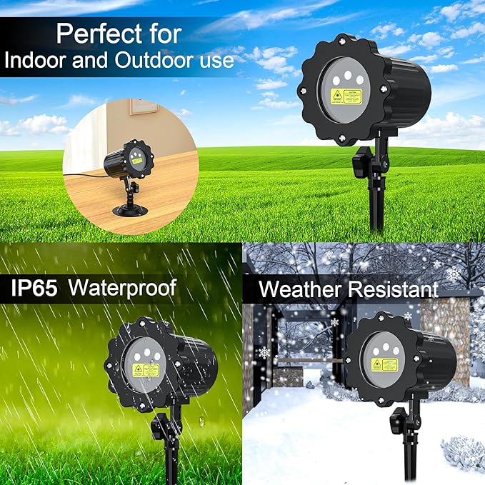 Christmas Projector Lights Outdoor, Garden Light Projector with Timer, Firefly Lights, IP65 Waterproof, Holiday Decoration for Halloween, Christmas, Home, Party, Garden Decor