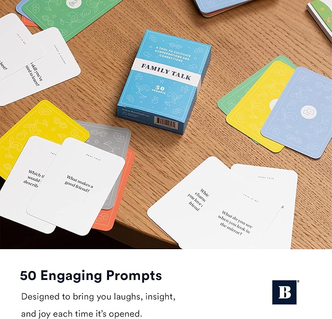 BestSelf Family Talk Deck - 50 Prompt Card Game for Family Game Night, Fun and Engaging Family Game for Kids and Adults, Perfect
