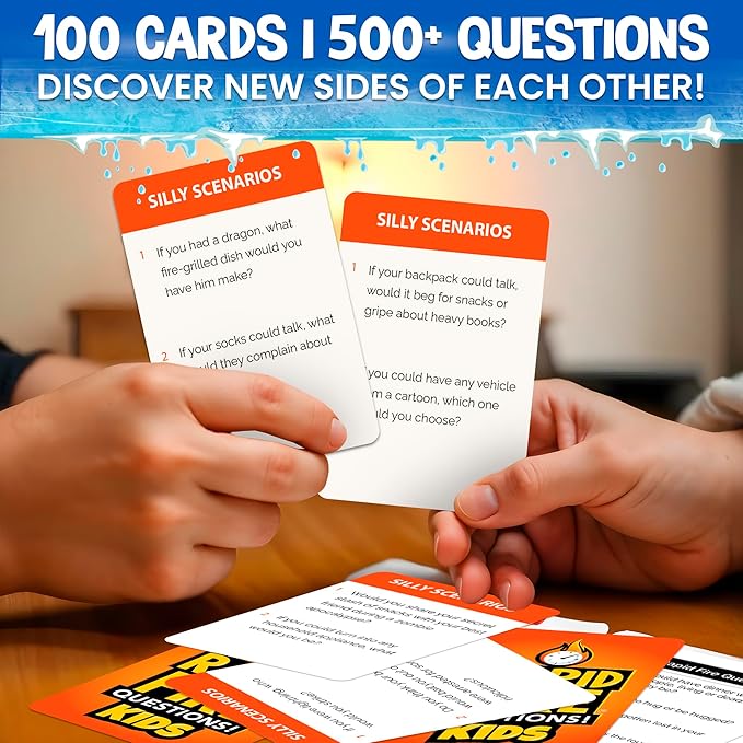 QUOKKA Conversation Cards Game - Kids Premium Version - Break The Ice Game for Kids and Families - Icebreaker Cards with 500+ Questions - Family Game for Children 8-12 - Family Game Night