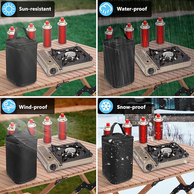 Mini Fuel Cylinder Storage Bag, Butane Fuel Canister Cover,Gas Tank Protective bag, Easy to Carry, 600D Oxford Fabric Waterproof,Mini Tank Accessories, for Outdoor Camping, Cooking, Travel, Picnic