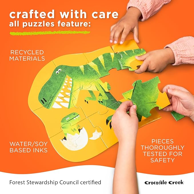 Crocodile Creek Above + Below 48-Piece Jigsaw Floor Puzzle - Fun Floor Puzzles for Kids Ages 4-8 - Day at The Dinosaur Museum - 18 x 24 inches Finished