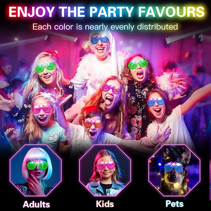 180 PCS Light Up Glasses, Glow In The Dark Party Supplies, LED Glasses, Glow Glasses, Glow In The Dark Glasses for Kids and Adults, Neon Glasses for Glow Party, Wedding, Birthday, Halloween