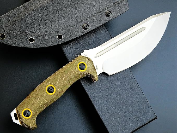 Eafengrow EF137 Fixed Blade Knife, N690 Steel Blade,Micarta Handle Full Tang EDC Fixed Knifes for Outdoor Activities Working Camping
