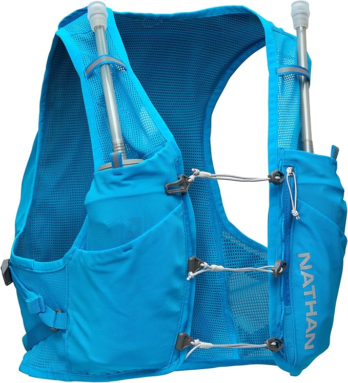 Nathan Hydration Vest - Lightweight, Quick-Fit Fix, Reflective, 4L Storage, Six Pockets, Two 14oz Flasks, Pinnacle Breeze