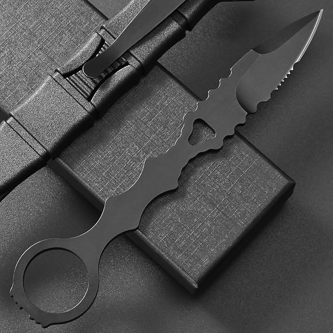 GTK397 Cool Fixed Knife D2 Steel Blade Stainless Steel Handle EDC Tool Knifes for Outdoor Camping Adventure Survival(A)