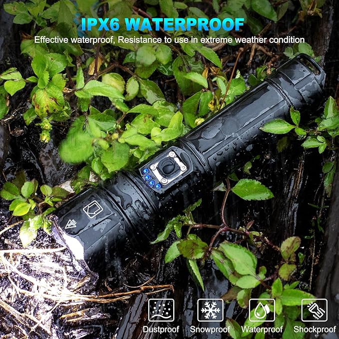 Cinlinso Flashlights High Lumens Rechargeable, 2 Pack 99,000 Lumens Super Bright LED Flashlight with 5 Modes, Waterproof Powerful Flash Light Multifunctional Flashlights for Home Emerge?Šcies Camping