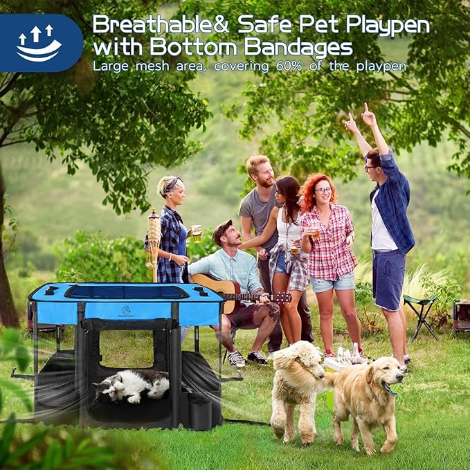 40x32x24 Inches Dog Playpen,Pet Playpen,Foldable Puppy Cat Playpen,Portable Exercise Kennel Tent Crate,Water-Resistant Breathable Shade Cover,Indoor Outdoor Travel Camping Use for Small Animals(L)