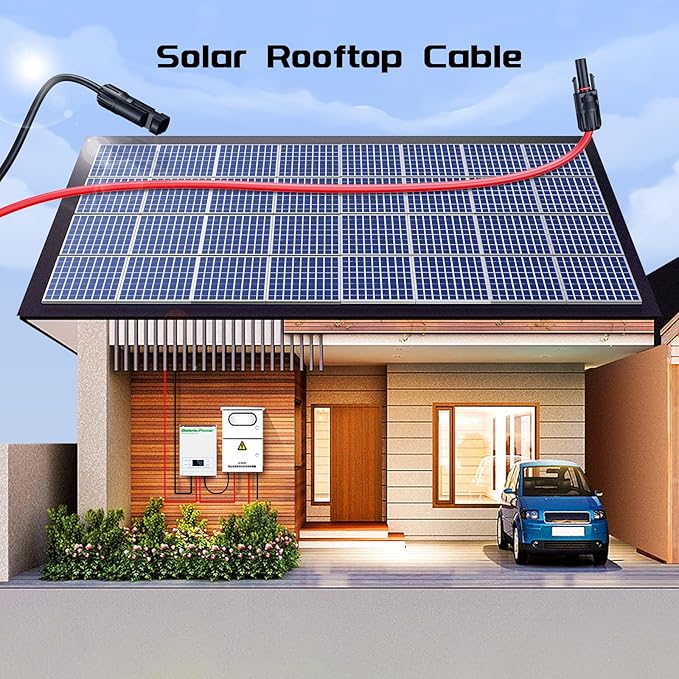 20Feet 8AWG Solar Panel Extension Cable, Bateria Power 8 Gauge 8mm² PV Wire with Female & Male Waterproof Connectors for RV, Photovoltaic Systems, Set of 2