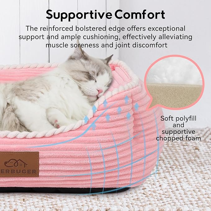 Orthopedic Dog Bed for Large Dogs,Dog Sofa Beds Supportive Foam Pet Couch Bed with Removable Washable Mat and Nonskid Bottom (Large, Pink)