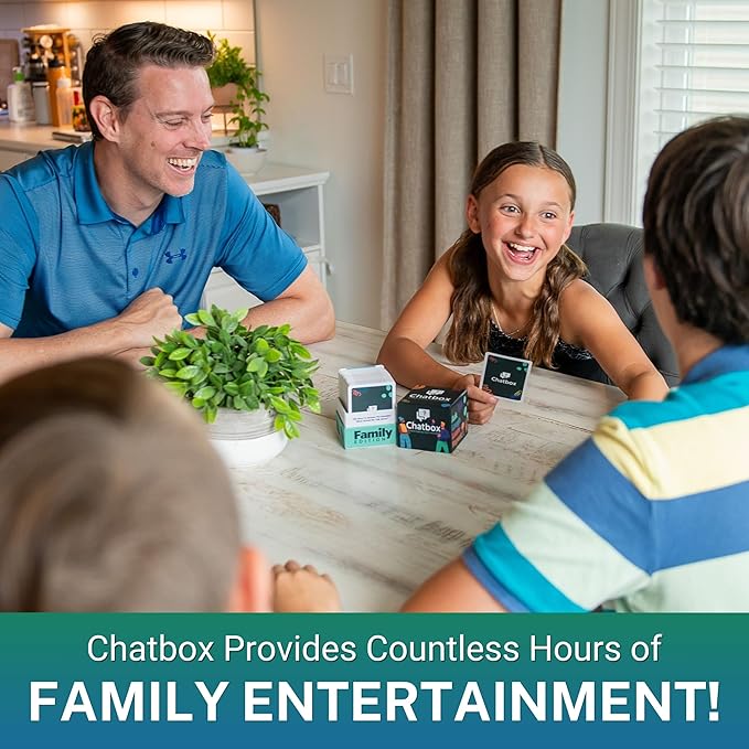 Chatbox 200 Conversation Starter Cards ??Family Games for Kids and Adults ??Fun Travel Games ??Party Card Game ??Conversation Cards ??Couples Card Game for Game Night