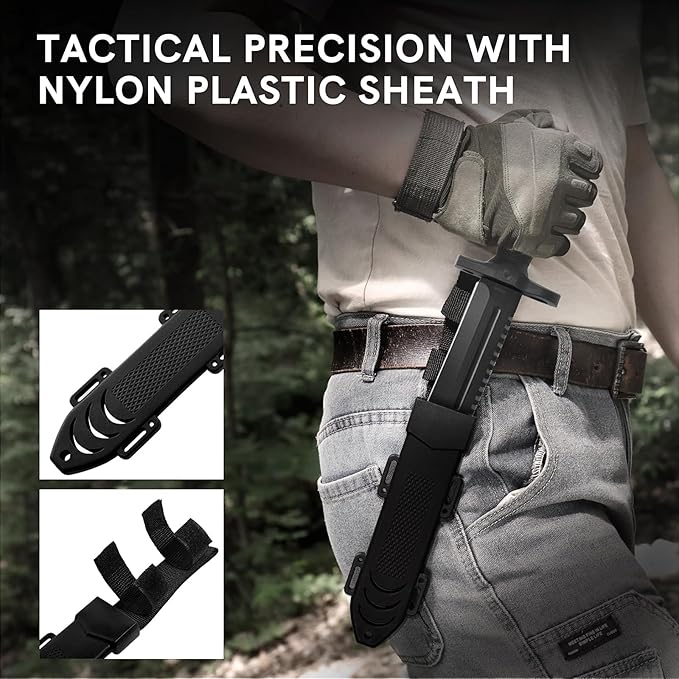 Dispatch Fixed Blade Hunting Knife with Sheath, 12-inch Survival Knives for Men Tactical Bowie Knife with Non-Slip Handle for Bushcraft, Outdoor Camping