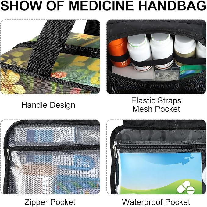 Fustylead Sleeping Cat in Forest Butterfly Floral Large Medical Storage Bag with Zipper Empty First Aid Bag Trauma Kit for Traveling Hiking Camping Backpacking