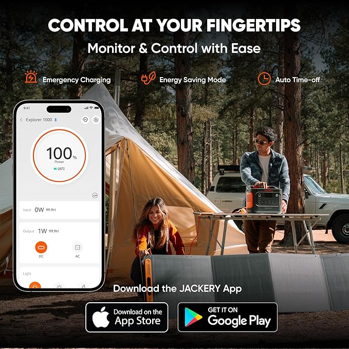 Jackery Explorer 1000 v2 Portable Power Station and Extension Cable,1070Wh LiFePO4 Battery,1500W AC/100W USB-C Output, 1 Hr Fast Charge, Solar Generator for Camping,Emergency (Solar Panel Optional)