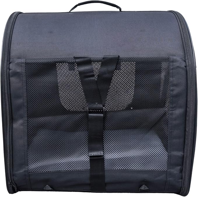 One for Pets Fabric Portable Pet Kennel/Shelter, Single, Black 20"x20"x19.5" - Car Seat-Belt Fixture Included