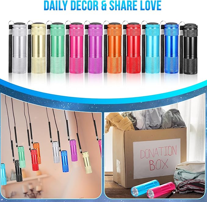 VIHOSE 120 Pcs Mini Flashlights Bulk, Bright Flashlights Set, Aluminum LED Handheld Torches for Party Favors Night Reading Camping Emergency Items Gifts Homeless, Batteries Not Included