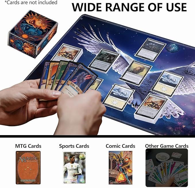 Strong Magnet MTG Card Box Playing Card Box Magic Deck Box TCG Up to 200 Cards Creative Pattern Trading Card Storage Box for Collectible Card Games, Sun Moon Stars Tarot Cards